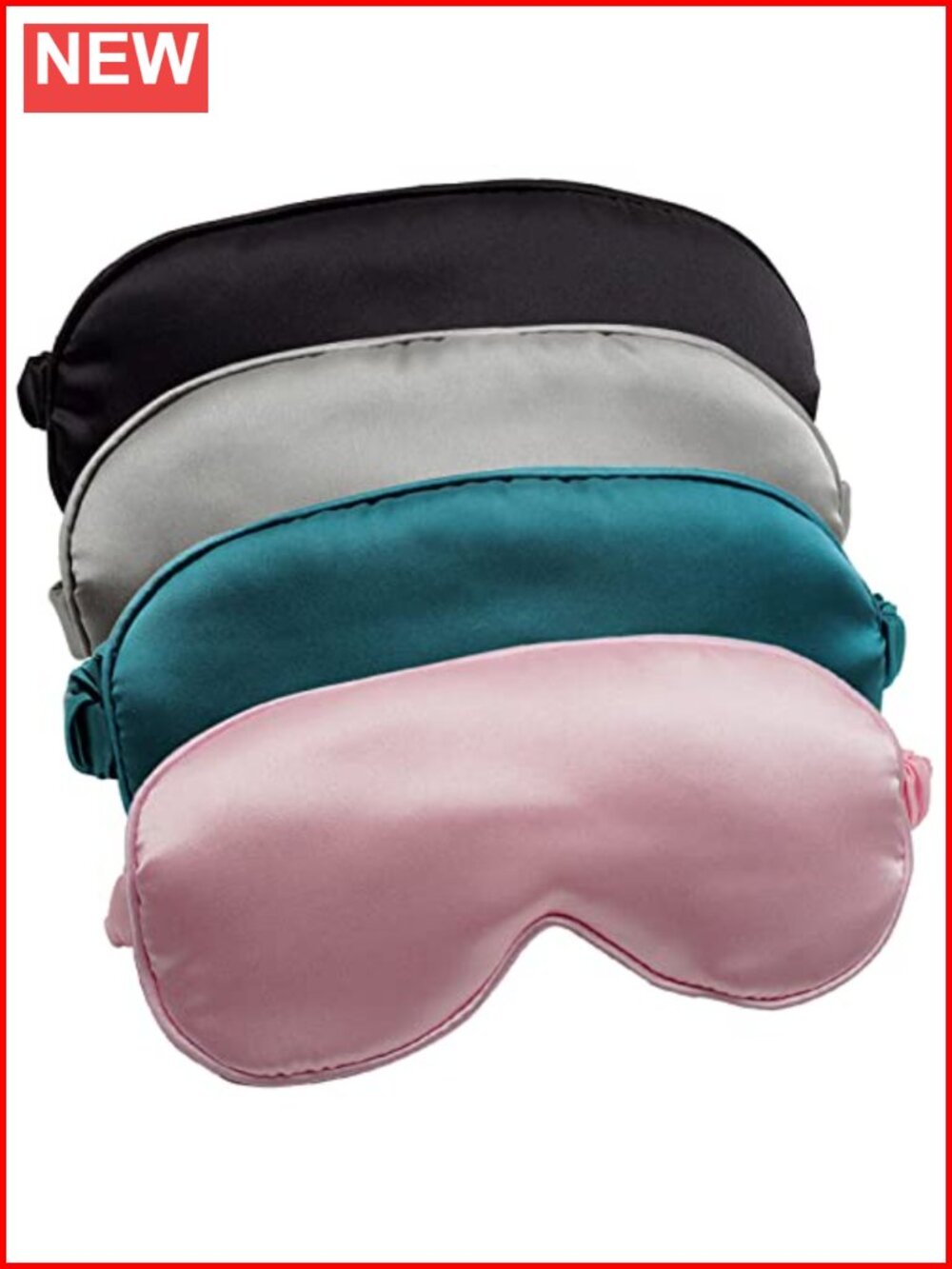 Silk Sleep Mask 4 Pack Soft Satin Blindfold Elastic Strap Travel Eye Shade